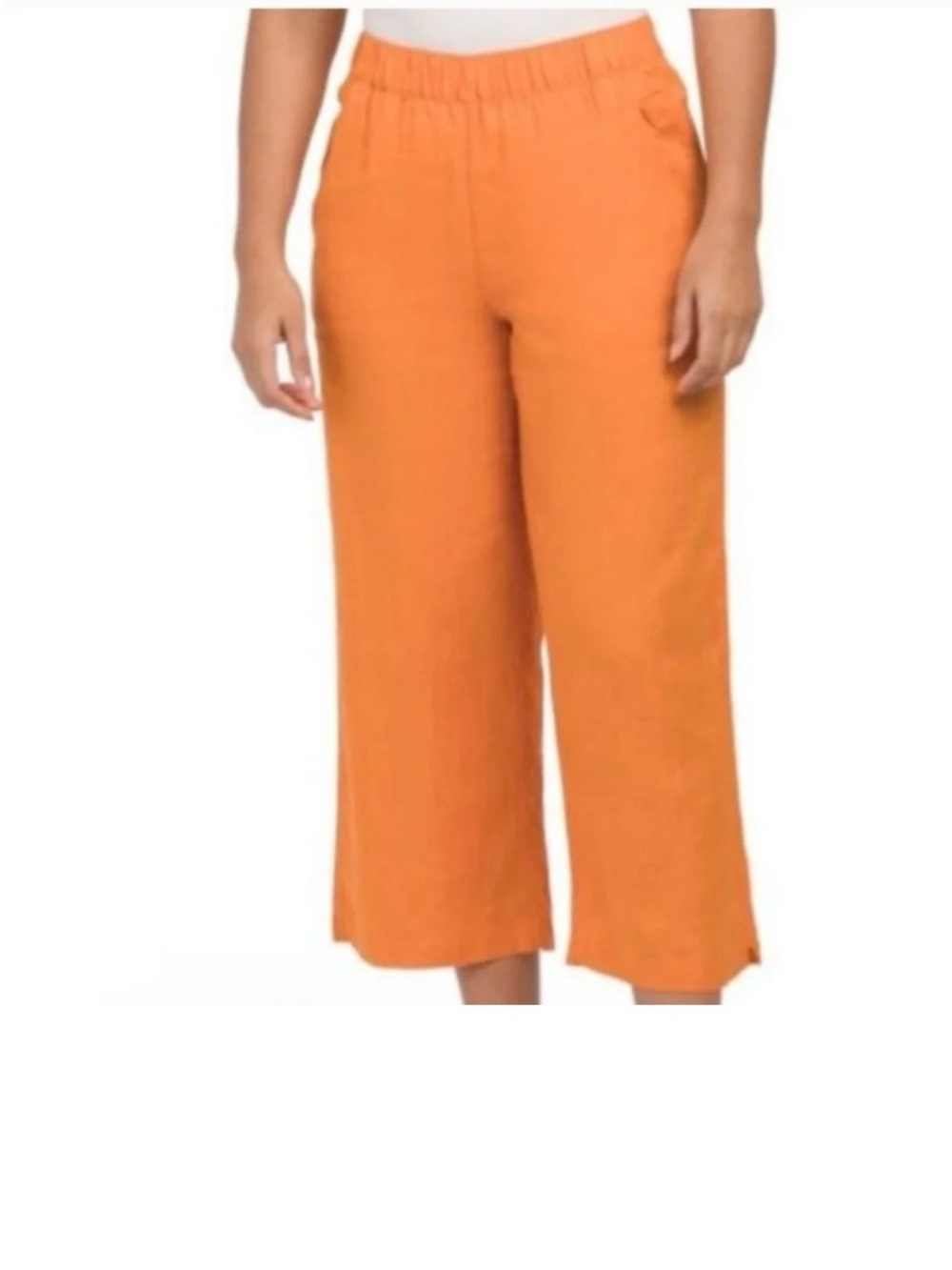 Cynthia Rowley 100% Linen Wide Leg Pull-on Cropped Leg Pants Sz XL Resort Wear